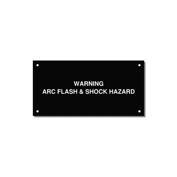 6.0x3.0" Arc Flash Safety Label - WARNING ARC FLASH & SHOCK — 6x3" White on Black, Holes