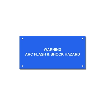 6.0x3.0" Arc Flash Safety Label - WARNING ARC FLASH & SHOCK — 6x3" White on Blue, Holes