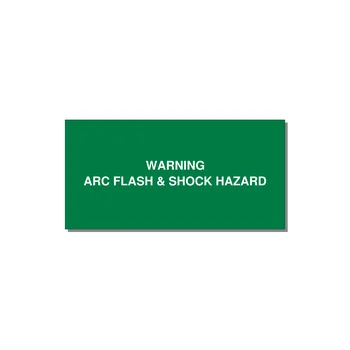6.0x3.0" Arc Flash Safety Label - WARNING ARC FLASH & SHOCK — 6x3" White on Green, Adhesive