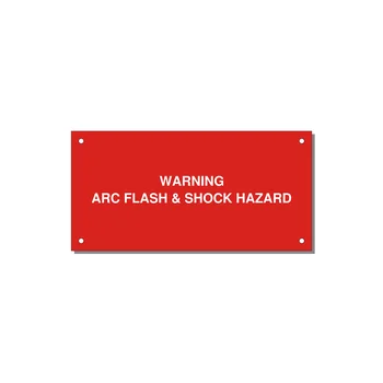 6.0x3.0" Arc Flash Safety Label - WARNING ARC FLASH & SHOCK — 6x3" White on Red, Holes