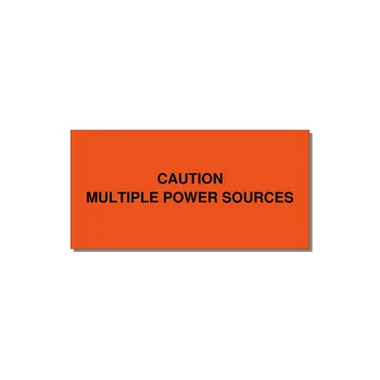 6.0x3.0" Caution Safety Label - CAUTION MULTIPLE POWER SO — 6x3" Black on Orange, Adhesive
