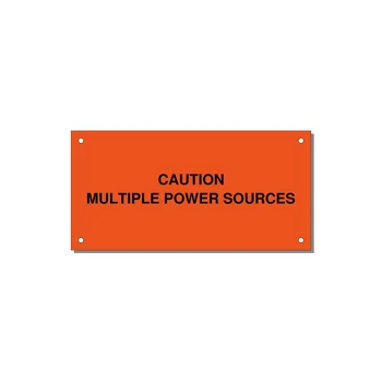 6.0x3.0" Caution Safety Label - CAUTION MULTIPLE POWER SO — 6x3" Black on Orange, Holes