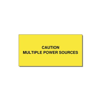 6.0x3.0" Caution Safety Label - CAUTION MULTIPLE POWER SO — 6x3" Black on Yellow, Adhesive