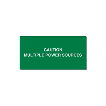 6.0x3.0" Caution Safety Label - CAUTION MULTIPLE POWER SO — 6x3" White on Green, Adhesive