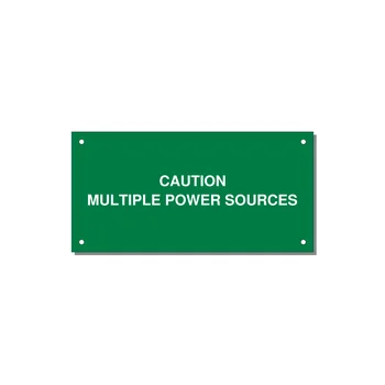 6.0x3.0" Caution Safety Label - CAUTION MULTIPLE POWER SO — 6x3" White on Green, Holes