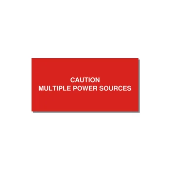 6.0x3.0" Caution Safety Label - CAUTION MULTIPLE POWER SO — 6x3" White on Red, Adhesive