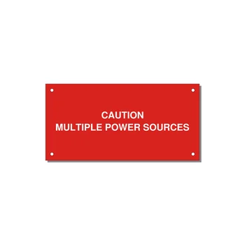 6.0x3.0" Caution Safety Label - CAUTION MULTIPLE POWER SO — 6x3" White on Red, Holes