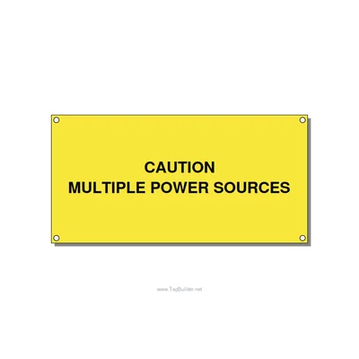 6.0x3.0" Caution Safety Label - CAUTION MULTIPLE POWER SO, Black/Yellow, Holes thumbnail