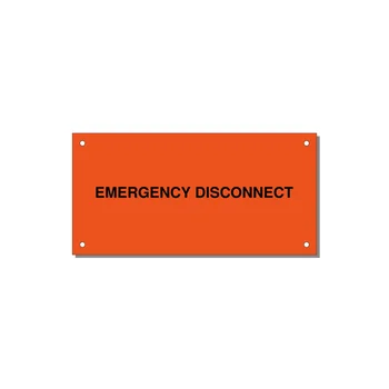 6.0x3.0" Disconnect Switch Label - EMERGENCY DISCONNECT — 6x3" Black on Orange, Holes