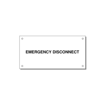 6.0x3.0" Disconnect Switch Label - EMERGENCY DISCONNECT — 6x3" Black on White, Holes
