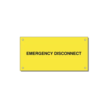 6.0x3.0" Disconnect Switch Label - EMERGENCY DISCONNECT — 6x3" Black on Yellow, Holes