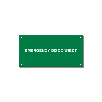 6.0x3.0" Disconnect Switch Label - EMERGENCY DISCONNECT — 6x3" White on Green, Holes