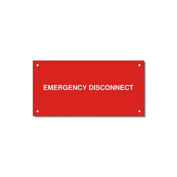 6.0x3.0" Disconnect Switch Label - EMERGENCY DISCONNECT — 6x3" White on Red, Holes