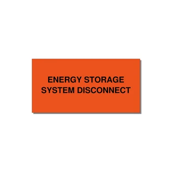 6.0x3.0" Disconnect Switch Label - ENERGY STORAGE SYSTEM DIS — 6x3" Black on Orange, Adhesive