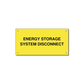 6.0x3.0" Disconnect Switch Label - ENERGY STORAGE SYSTEM DIS — 6x3" Black on Yellow, Holes