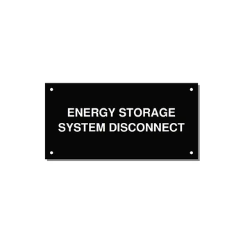 6.0x3.0" Disconnect Switch Label - ENERGY STORAGE SYSTEM DIS — 6x3" White on Black, Holes