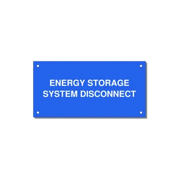 6.0x3.0" Disconnect Switch Label - ENERGY STORAGE SYSTEM DIS — 6x3" White on Blue, Holes