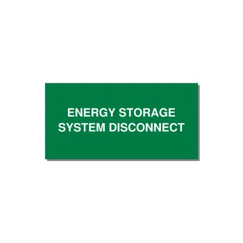 6.0x3.0" Disconnect Switch Label - ENERGY STORAGE SYSTEM DIS — 6x3" White on Green, Adhesive