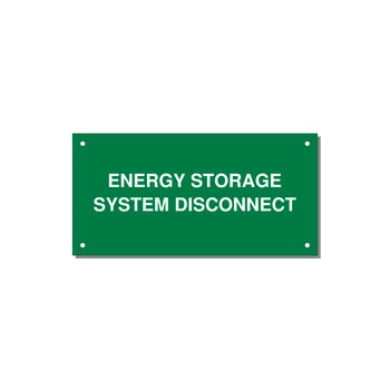 6.0x3.0" Disconnect Switch Label - ENERGY STORAGE SYSTEM DIS — 6x3" White on Green, Holes