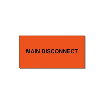 6.0x3.0" Disconnect Switch Label - MAIN DISCONNECT — 6x3" Black on Orange, Adhesive