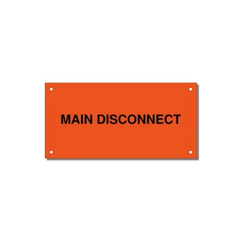 6.0x3.0" Disconnect Switch Label - MAIN DISCONNECT — 6x3" Black on Orange, Holes