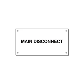 6.0x3.0" Disconnect Switch Label - MAIN DISCONNECT — 6x3" Black on White, Holes