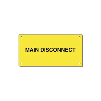 6.0x3.0" Disconnect Switch Label - MAIN DISCONNECT — 6x3" Black on Yellow, Holes