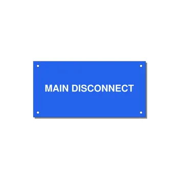 6.0x3.0" Disconnect Switch Label - MAIN DISCONNECT — 6x3" White on Blue, Holes