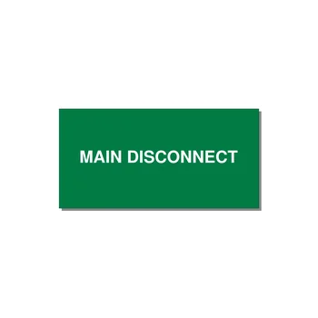 6.0x3.0" Disconnect Switch Label - MAIN DISCONNECT — 6x3" White on Green, Adhesive