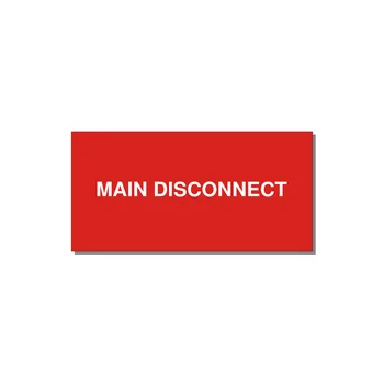 6.0x3.0" Disconnect Switch Label - MAIN DISCONNECT — 6x3" White on Red, Adhesive