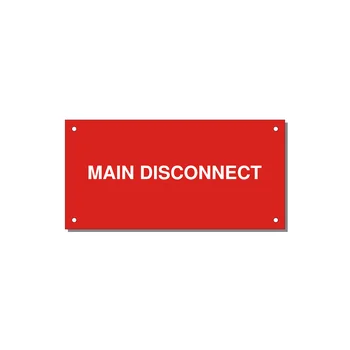 6.0x3.0" Disconnect Switch Label - MAIN DISCONNECT — 6x3" White on Red, Holes