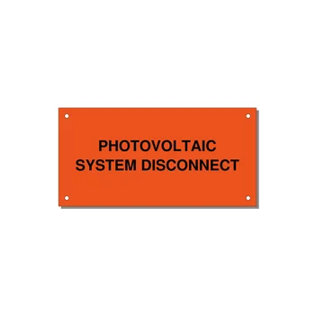 6.0x3.0" Disconnect Switch Label - PHOTOVOLTAIC SYSTEM DISCO — 6x3" Black on Orange, Holes