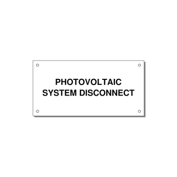 6.0x3.0" Disconnect Switch Label - PHOTOVOLTAIC SYSTEM DISCO — 6x3" Black on White, Holes