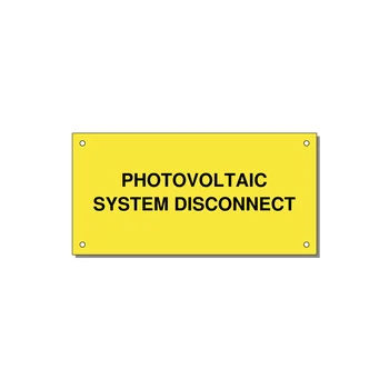 6.0x3.0" Disconnect Switch Label - PHOTOVOLTAIC SYSTEM DISCO — 6x3" Black on Yellow, Holes