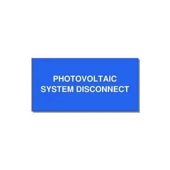6.0x3.0" Disconnect Switch Label - PHOTOVOLTAIC SYSTEM DISCO — 6x3" White on Blue, Adhesive