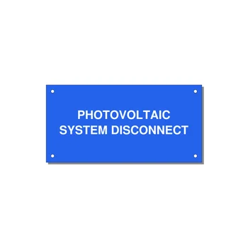 6.0x3.0" Disconnect Switch Label - PHOTOVOLTAIC SYSTEM DISCO — 6x3" White on Blue, Holes