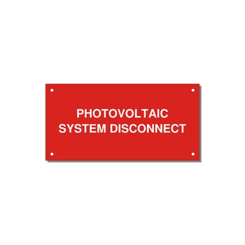 6.0x3.0" Disconnect Switch Label - PHOTOVOLTAIC SYSTEM DISCO — 6x3" White on Red, Holes