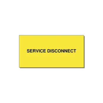 6.0x3.0" Disconnect Switch Label - SERVICE DISCONNECT — 6x3" Black on Yellow, Adhesive
