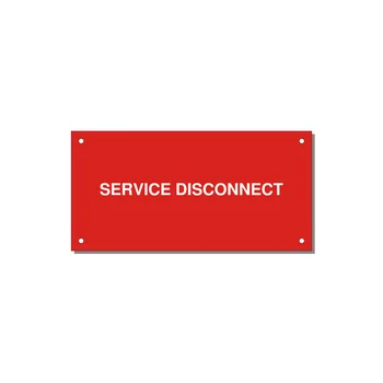 6.0x3.0" Disconnect Switch Label - SERVICE DISCONNECT — 6x3" White on Red, Holes