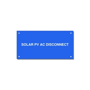 6.0x3.0" Disconnect Switch Label - SOLAR PV AC DISCONNECT — 6x3" White on Blue, Holes