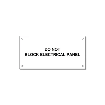 6.0x3.0" Electrical Safety Label - DO NOT BLOCK ELECTRICAL P — 6x3" Black on White, Holes