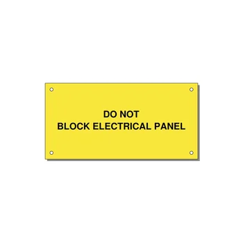 6.0x3.0" Electrical Safety Label - DO NOT BLOCK ELECTRICAL P — 6x3" Black on Yellow, Holes