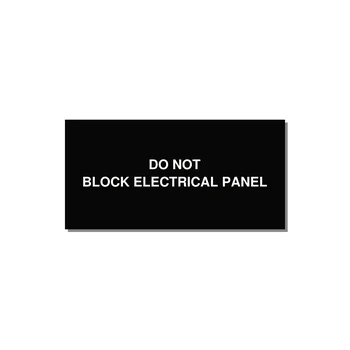 6.0x3.0" Electrical Safety Label - DO NOT BLOCK ELECTRICAL P — 6x3" White on Black, Adhesive