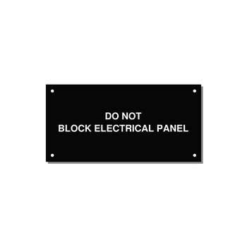 6.0x3.0" Electrical Safety Label - DO NOT BLOCK ELECTRICAL P — 6x3" White on Black, Holes
