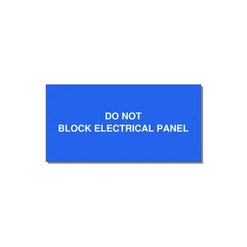 6.0x3.0" Electrical Safety Label - DO NOT BLOCK ELECTRICAL P — 6x3" White on Blue, Adhesive