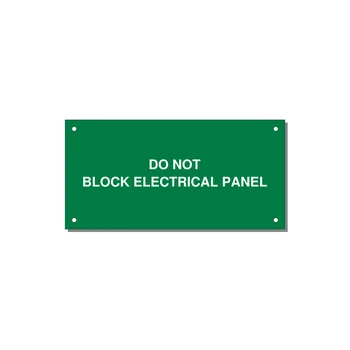 6.0x3.0" Electrical Safety Label - DO NOT BLOCK ELECTRICAL P — 6x3" White on Green, Holes