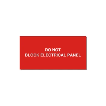 6.0x3.0" Electrical Safety Label - DO NOT BLOCK ELECTRICAL P — 6x3" White on Red, Adhesive