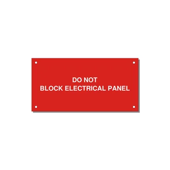 6.0x3.0" Electrical Safety Label - DO NOT BLOCK ELECTRICAL P — 6x3" White on Red, Holes