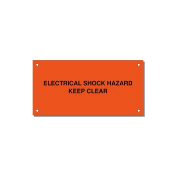 6.0x3.0" Electrical Safety Label - ELECTRICAL SHOCK HAZARD K — 6x3" Black on Orange, Holes