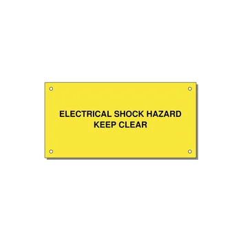 6.0x3.0" Electrical Safety Label - ELECTRICAL SHOCK HAZARD K — 6x3" Black on Yellow, Holes